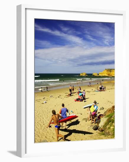 Crowds at the Beach, Torquay, Great Ocean Road, Victoria, Australia-David Wall-Framed Photographic Print