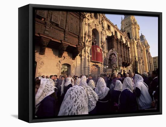 Crowds Celebrating Christian Festival of Easter Sunday, Lima, Peru, South America-Oliviero Olivieri-Framed Stretched Canvas