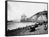 Crowds Enjoy the Beach Below the Cliff House-null-Framed Stretched Canvas