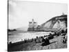 Crowds Enjoy the Beach Below the Cliff House-null-Stretched Canvas