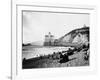 Crowds Enjoy the Beach Below the Cliff House-null-Framed Photographic Print