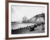 Crowds Enjoy the Beach Below the Cliff House-null-Framed Photographic Print