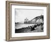 Crowds Enjoy the Beach Below the Cliff House-null-Framed Photographic Print