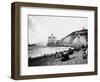 Crowds Enjoy the Beach Below the Cliff House-null-Framed Photographic Print