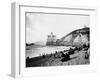 Crowds Enjoy the Beach Below the Cliff House-null-Framed Photographic Print