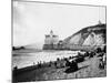 Crowds Enjoy the Beach Below the Cliff House-null-Mounted Photographic Print