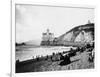 Crowds Enjoy the Beach Below the Cliff House-null-Framed Photographic Print