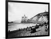 Crowds Enjoy the Beach Below the Cliff House-null-Framed Photographic Print