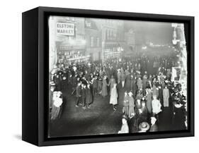 Crowds in Deptford High Street Shopping after Dark, London, 1913-null-Framed Stretched Canvas