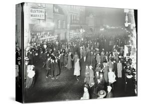 Crowds in Deptford High Street Shopping after Dark, London, 1913-null-Stretched Canvas