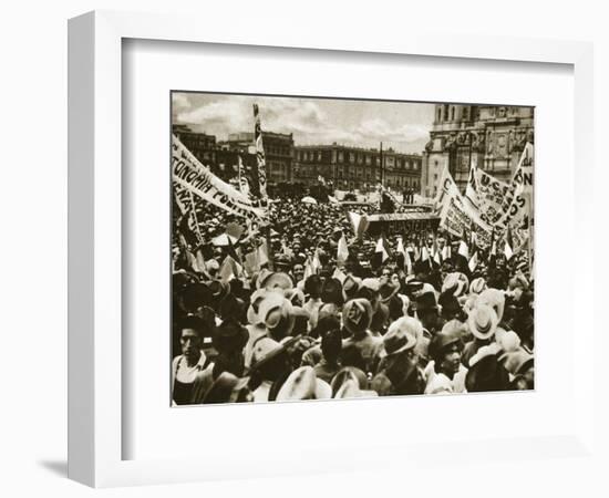 Crowds in Mexico City Celebrate the Nationalization of the Oil Reserves, March 1938-null-Framed Giclee Print