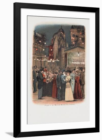 Crowds in the Garden at the Moulin Rouge in Paris-null-Framed Giclee Print