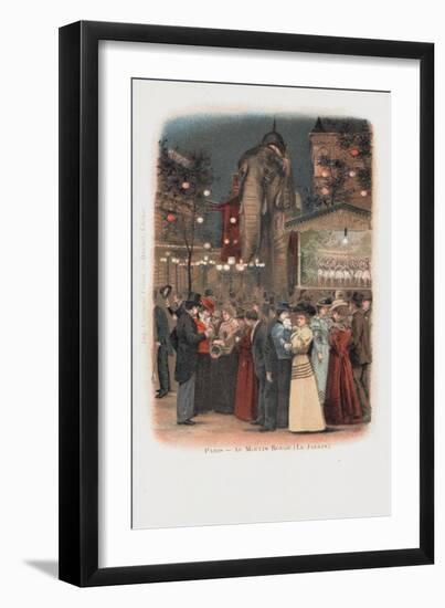 Crowds in the Garden at the Moulin Rouge in Paris-null-Framed Giclee Print