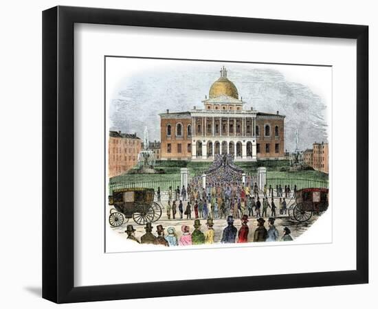 Crowds Leaving the Massachusetts State Capital, Boston, 1850s-null-Framed Giclee Print
