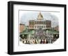 Crowds Leaving the Massachusetts State Capital, Boston, 1850s-null-Framed Giclee Print
