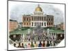 Crowds Leaving the Massachusetts State Capital, Boston, 1850s-null-Mounted Giclee Print