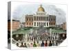 Crowds Leaving the Massachusetts State Capital, Boston, 1850s-null-Stretched Canvas