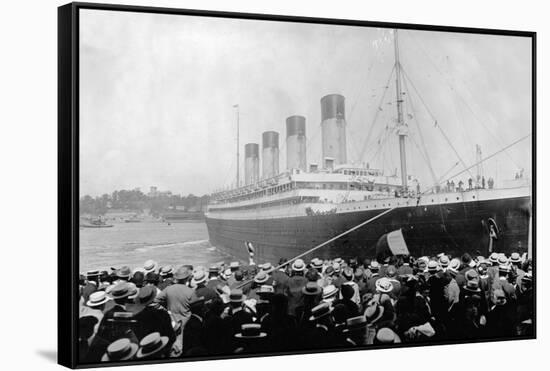 Crowds Looking at the Olympic Ocean Liner-null-Framed Stretched Canvas