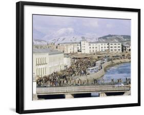 Crowds of People and Buses in the City, Kabul, Afghanistan-David Lomax-Framed Photographic Print