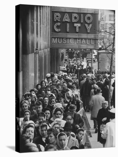 Crowds of People Waiting to See Radio City Music Hall's Easter Show-Yale Joel-Stretched Canvas