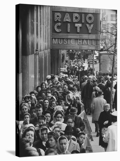 Crowds of People Waiting to See Radio City Music Hall's Easter Show-Yale Joel-Stretched Canvas
