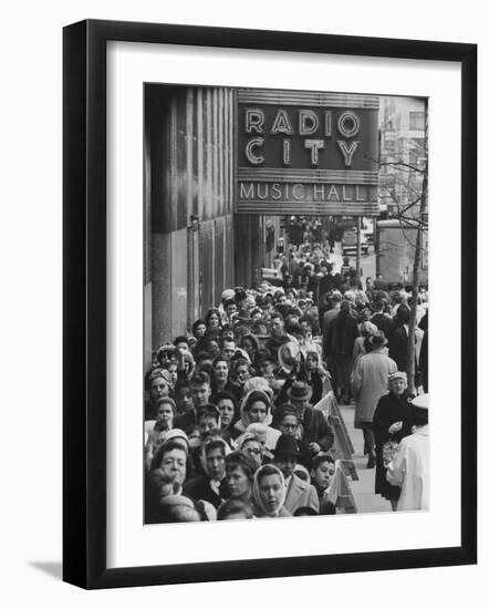 Crowds of People Waiting to See Radio City Music Hall's Easter Show-Yale Joel-Framed Photographic Print