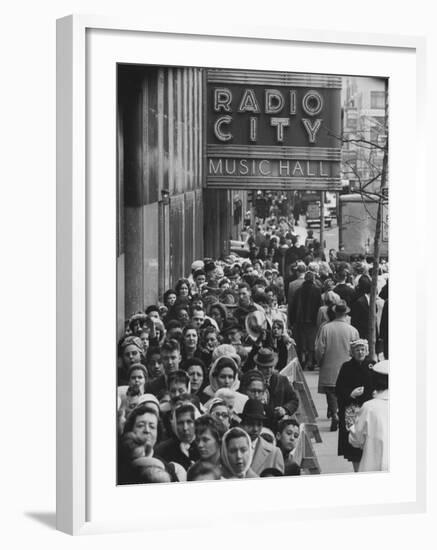 Crowds of People Waiting to See Radio City Music Hall's Easter Show-Yale Joel-Framed Photographic Print