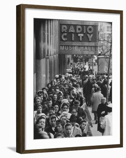 Crowds of People Waiting to See Radio City Music Hall's Easter Show-Yale Joel-Framed Photographic Print