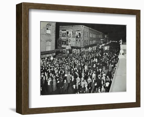Crowds of Shoppers in Rye Lane at Night, Peckham, London, 1913-null-Framed Photographic Print