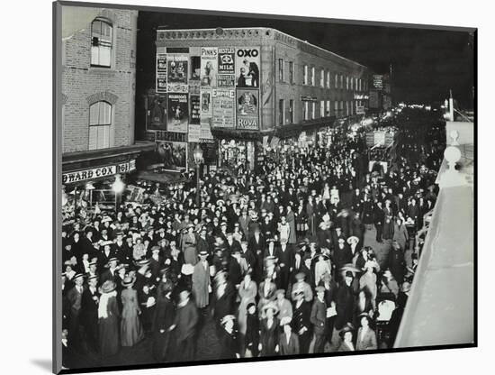 Crowds of Shoppers in Rye Lane at Night, Peckham, London, 1913-null-Mounted Photographic Print