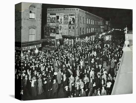 Crowds of Shoppers in Rye Lane at Night, Peckham, London, 1913-null-Stretched Canvas