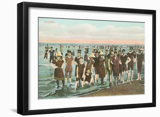 Crowds of Vintage Bathers-null-Framed Art Print