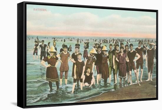 Crowds of Vintage Bathers-null-Framed Stretched Canvas