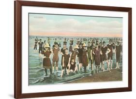 Crowds of Vintage Bathers-null-Framed Premium Giclee Print