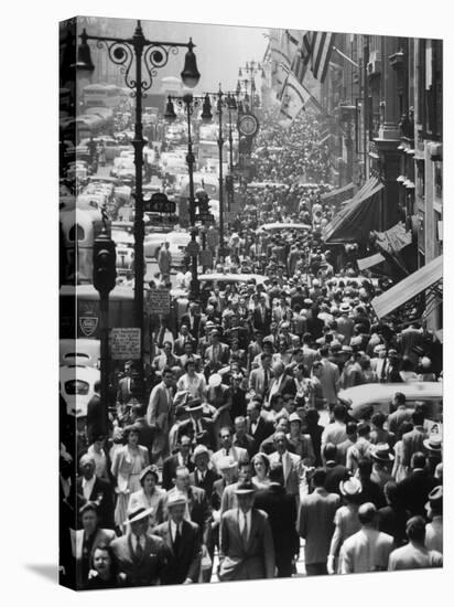 Crowds on Midtown Stretch of Fifth Avenue at Lunch Hour-Andreas Feininger-Stretched Canvas