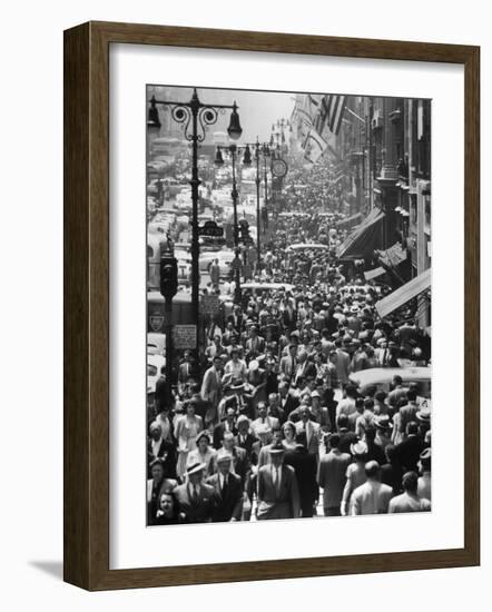 Crowds on Midtown Stretch of Fifth Avenue at Lunch Hour-Andreas Feininger-Framed Photographic Print