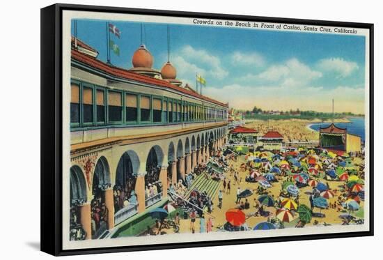 Crowds on the Beach in front of the Casino, Santa Cruz - Santa Cruz, CA-Lantern Press-Framed Stretched Canvas