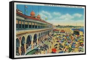 Crowds on the Beach in front of the Casino, Santa Cruz - Santa Cruz, CA-Lantern Press-Framed Stretched Canvas