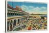 Crowds on the Beach in front of the Casino, Santa Cruz - Santa Cruz, CA-Lantern Press-Stretched Canvas