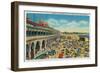 Crowds on the Beach in front of the Casino, Santa Cruz - Santa Cruz, CA-Lantern Press-Framed Art Print