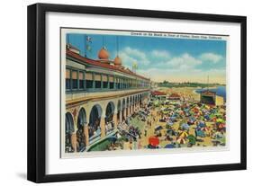 Crowds on the Beach in front of the Casino, Santa Cruz - Santa Cruz, CA-Lantern Press-Framed Art Print