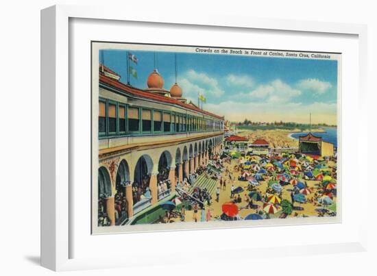 Crowds on the Beach in front of the Casino, Santa Cruz - Santa Cruz, CA-Lantern Press-Framed Art Print