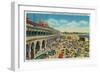 Crowds on the Beach in front of the Casino, Santa Cruz - Santa Cruz, CA-Lantern Press-Framed Art Print