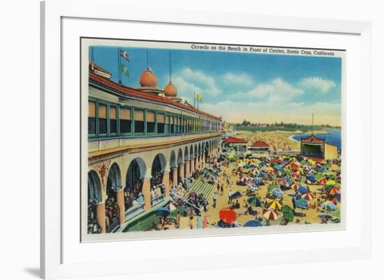 Crowds on the Beach in front of the Casino, Santa Cruz - Santa Cruz, CA-Lantern Press-Framed Art Print