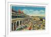 Crowds on the Beach in front of the Casino, Santa Cruz - Santa Cruz, CA-Lantern Press-Framed Art Print