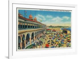 Crowds on the Beach in front of the Casino, Santa Cruz - Santa Cruz, CA-Lantern Press-Framed Art Print