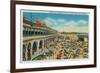 Crowds on the Beach in front of the Casino, Santa Cruz - Santa Cruz, CA-Lantern Press-Framed Art Print