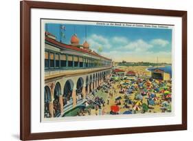 Crowds on the Beach in front of the Casino, Santa Cruz - Santa Cruz, CA-Lantern Press-Framed Art Print