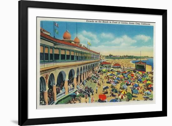 Crowds on the Beach in front of the Casino, Santa Cruz - Santa Cruz, CA-Lantern Press-Framed Art Print