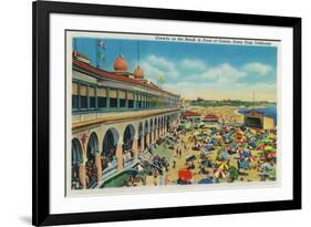 Crowds on the Beach in front of the Casino, Santa Cruz - Santa Cruz, CA-Lantern Press-Framed Art Print